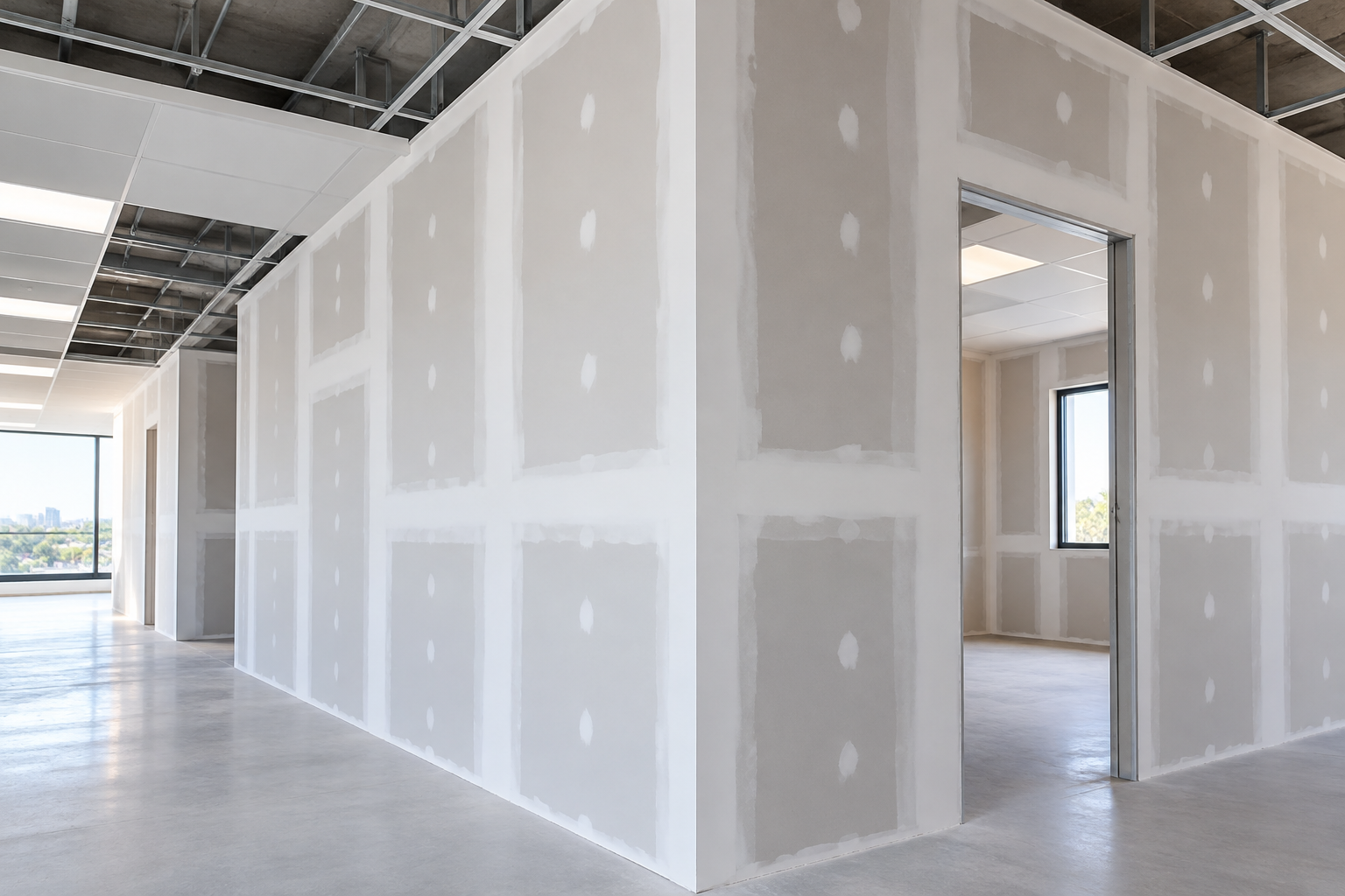 Estrutura de drywall em ambiente interno